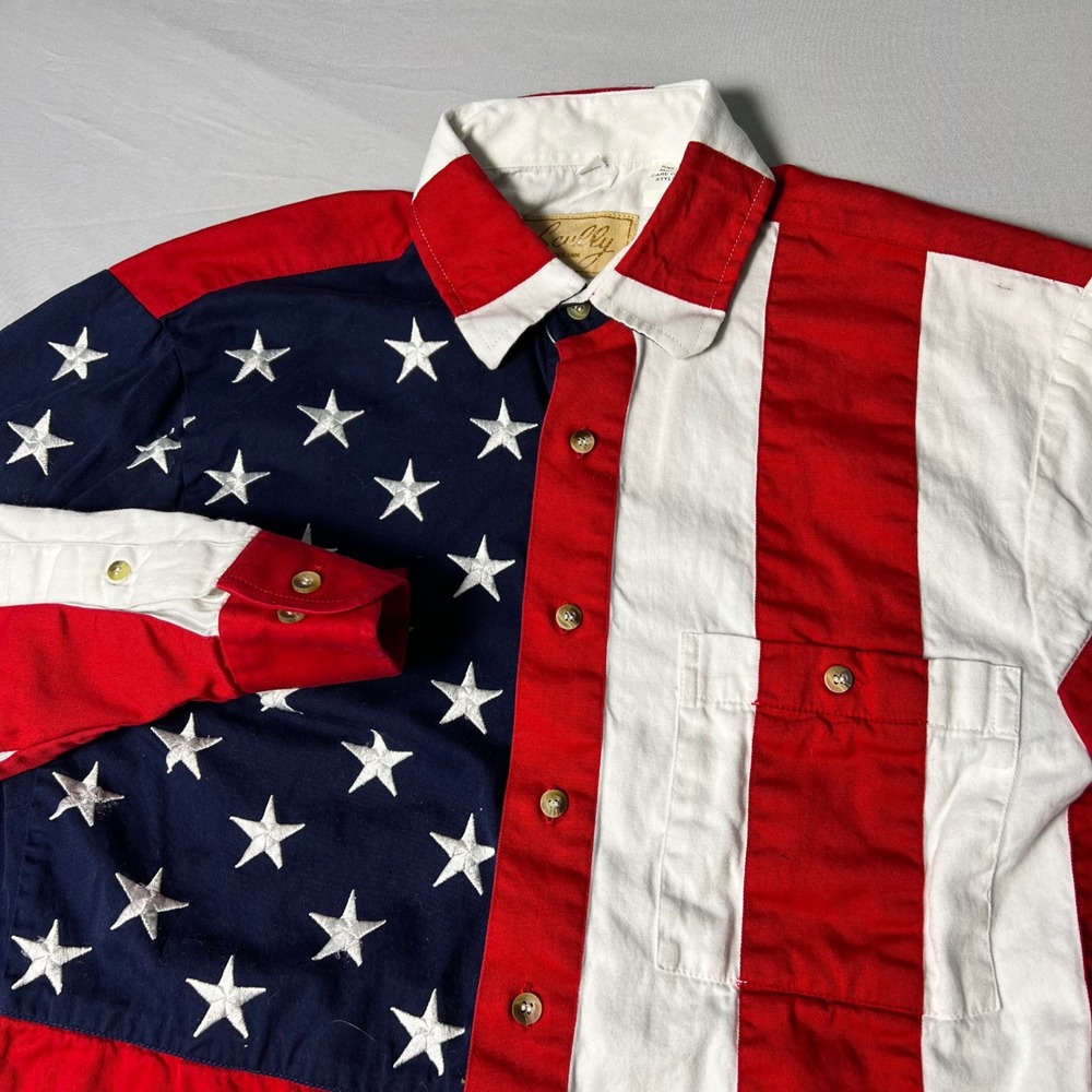 Scully Mens American Flag Western Shirt Stars Stripes RW029 Red White Blue Small